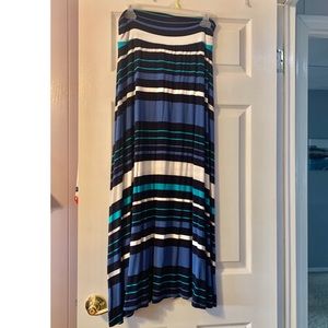Blue Striped Maxi Skirt